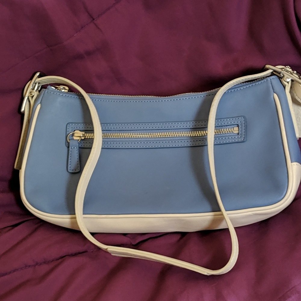 Authentic Coach Purse Small Light Blue White Leath